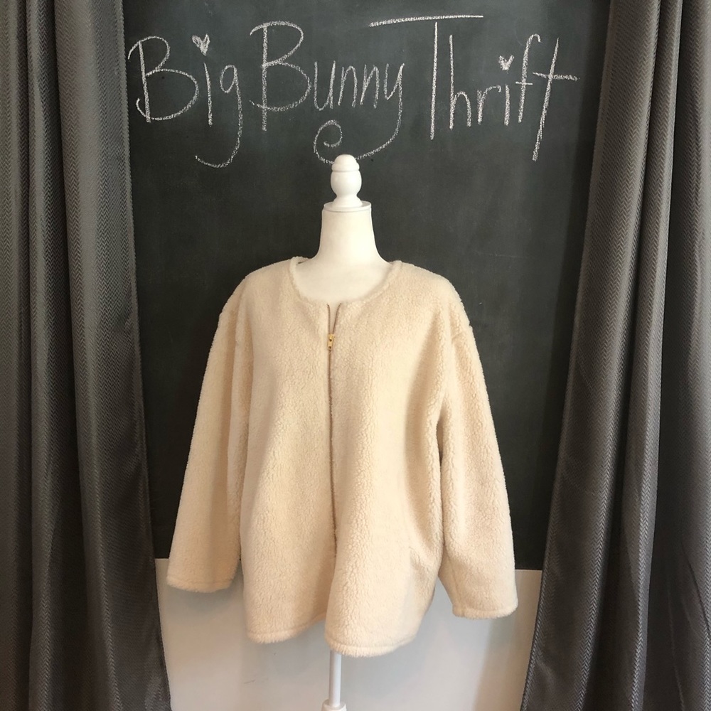 J. Crew Factory Cream Sherpa Teddy Bear Bomber Jacket XL